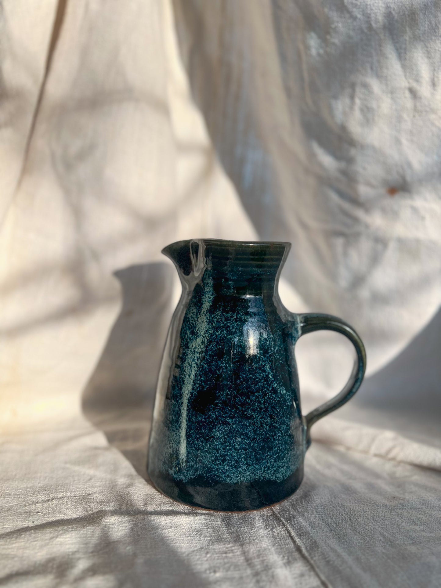 Manziat Handmade Ceramic Blue Pitcher