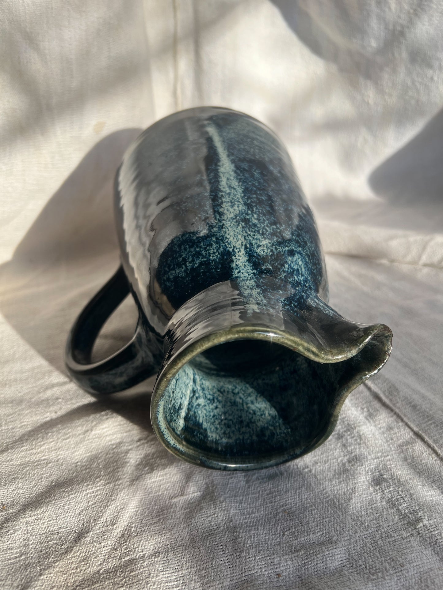 Manziat Handmade Ceramic Blue Pitcher