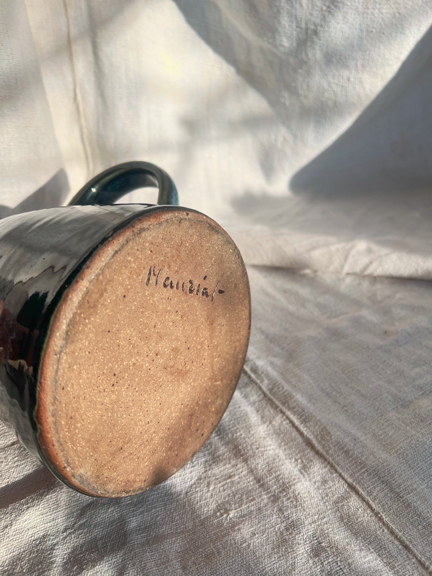 Manziat Handmade Ceramic Blue Pitcher