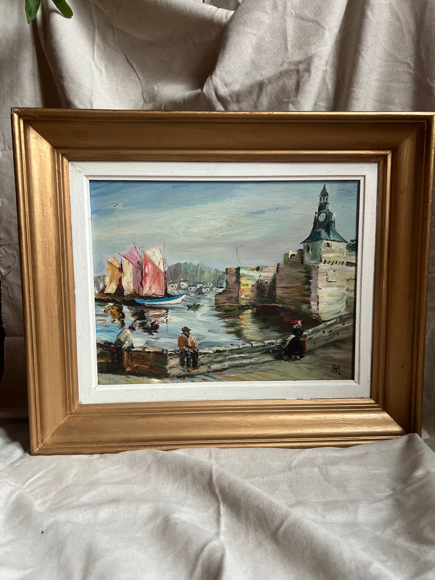 Oil Painting of Concarneau Brittany, Signed “M”