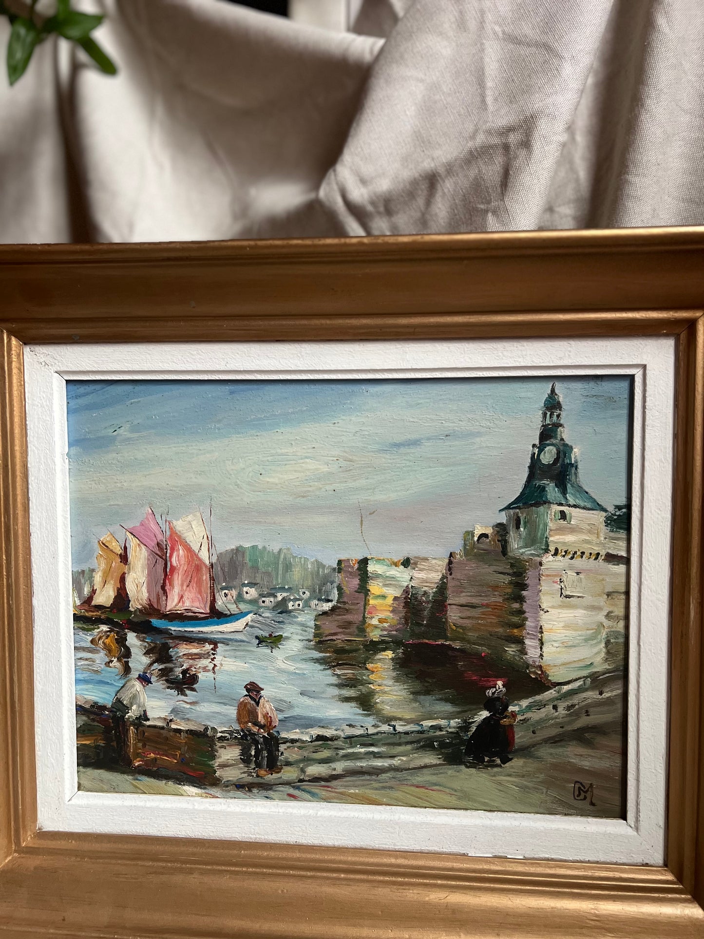Oil Painting of Concarneau Brittany, Signed “M”