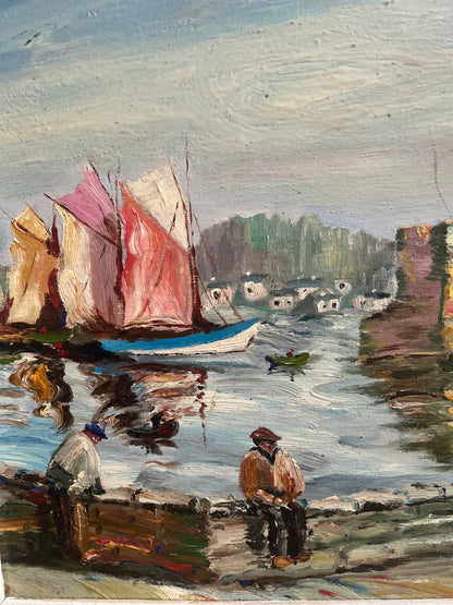Oil Painting of Concarneau Brittany, Signed “M”