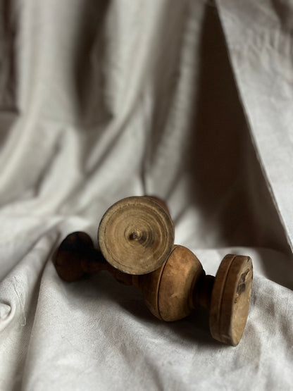 Pair of Antique Turned Wooden Candlesticks