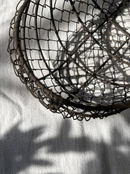Wire Egg / Gathering Basket with Wooden Handle
