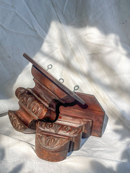 Pair of Hand Carved Wooden Wall Shelves