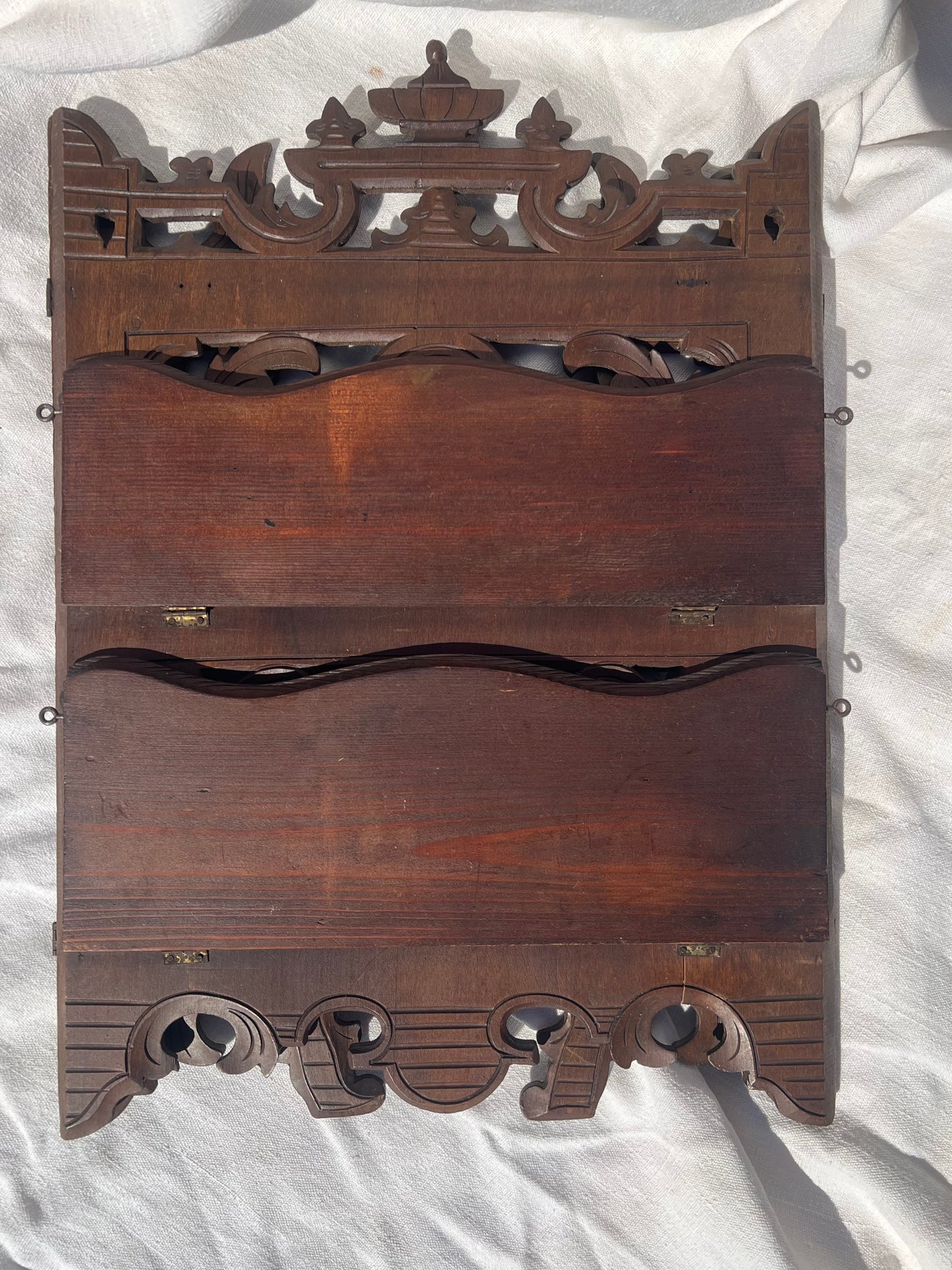 Hand Carved Folding Wall or Table Top Shelf