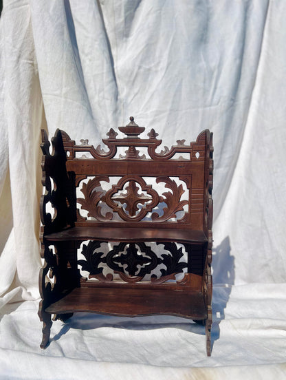 Hand Carved Folding Wall or Table Top Shelf
