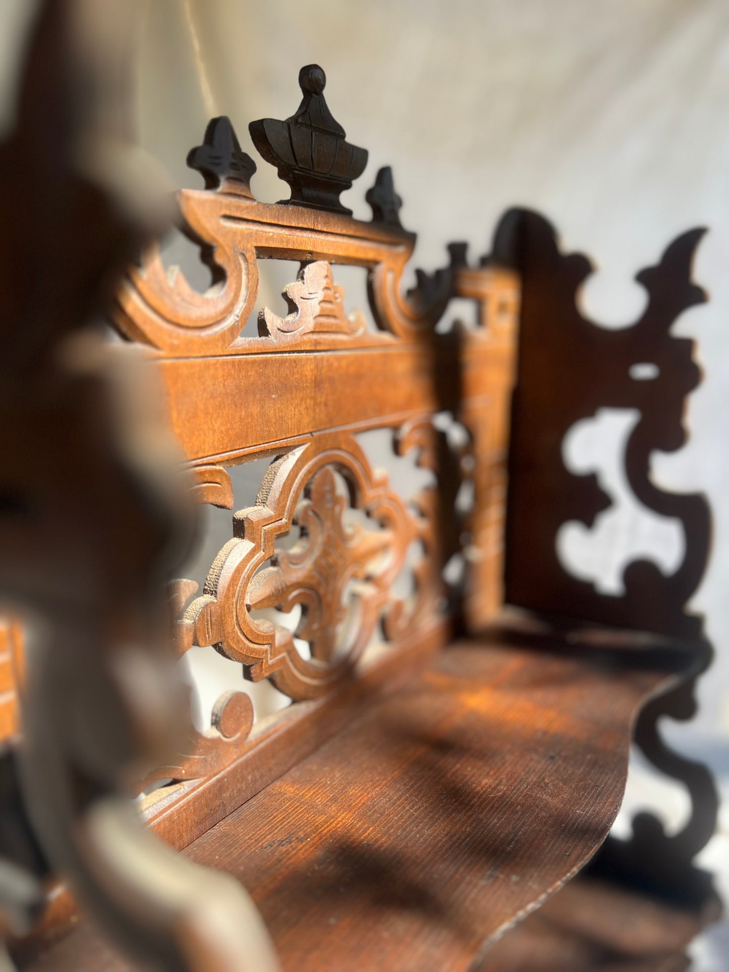 Hand Carved Folding Wall or Table Top Shelf