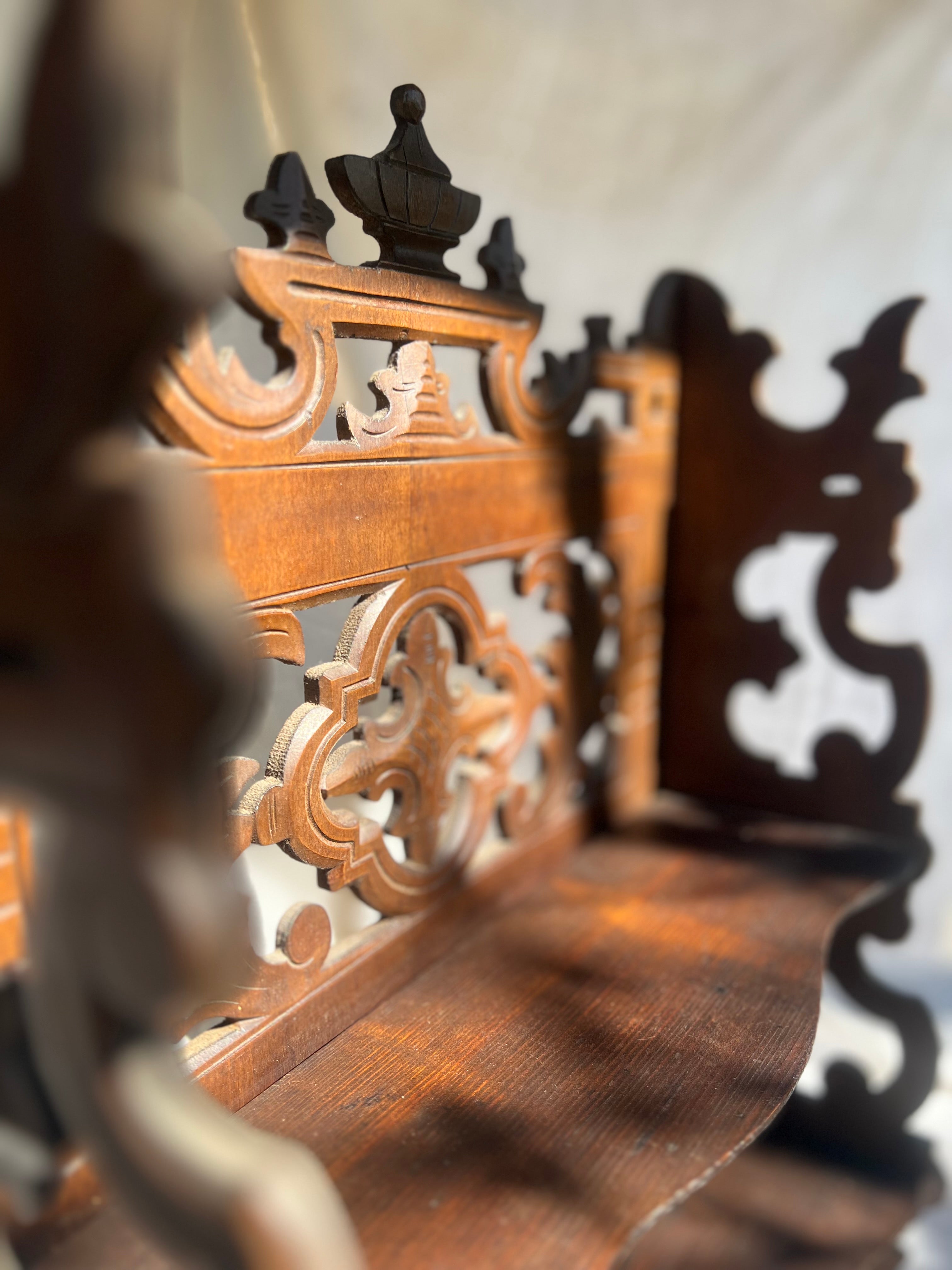 Hand Carved Folding Wall or Table Top Shelf