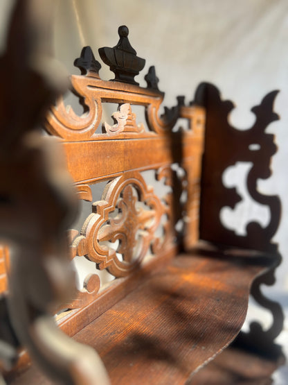 Hand Carved Folding Wall or Table Top Shelf