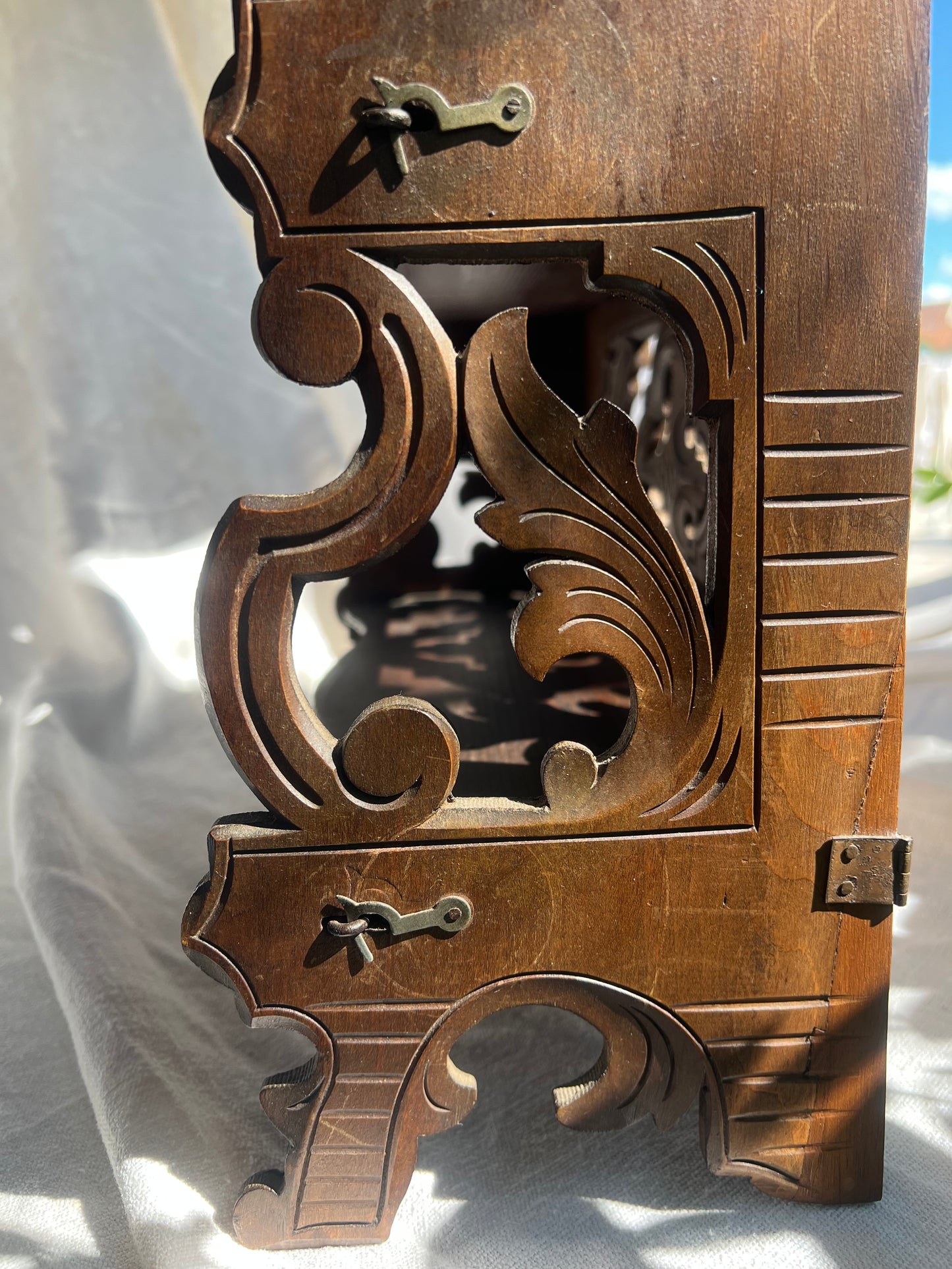 Hand Carved Folding Wall or Table Top Shelf