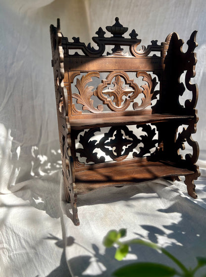 Hand Carved Folding Wall or Table Top Shelf