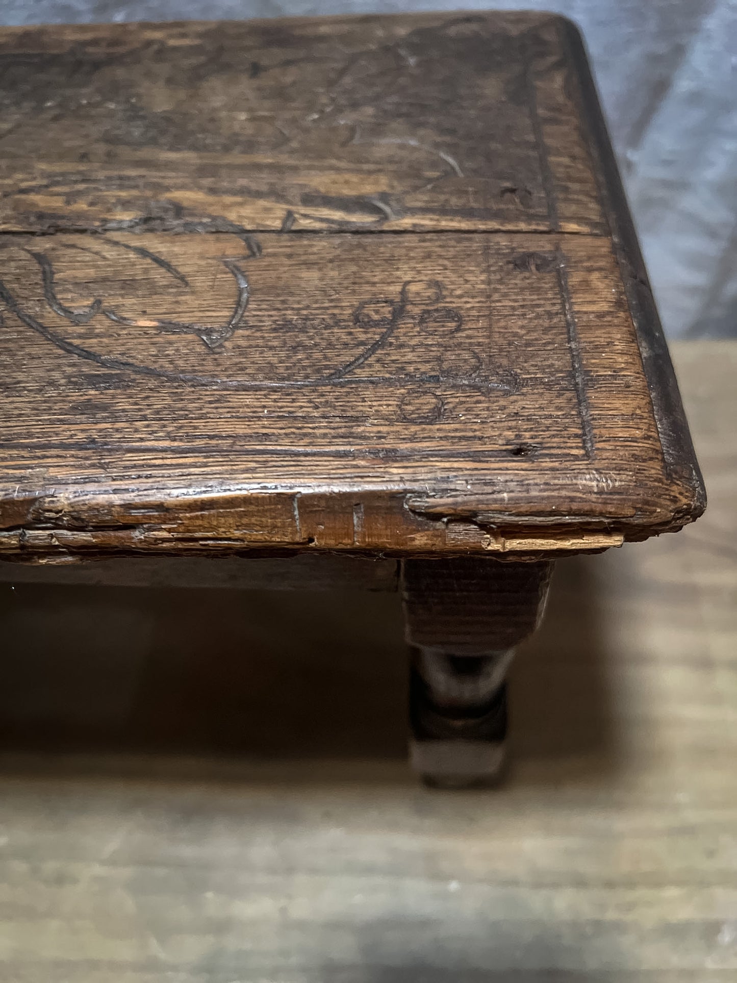 Victorian Carved Wooden Foot Stool with Design