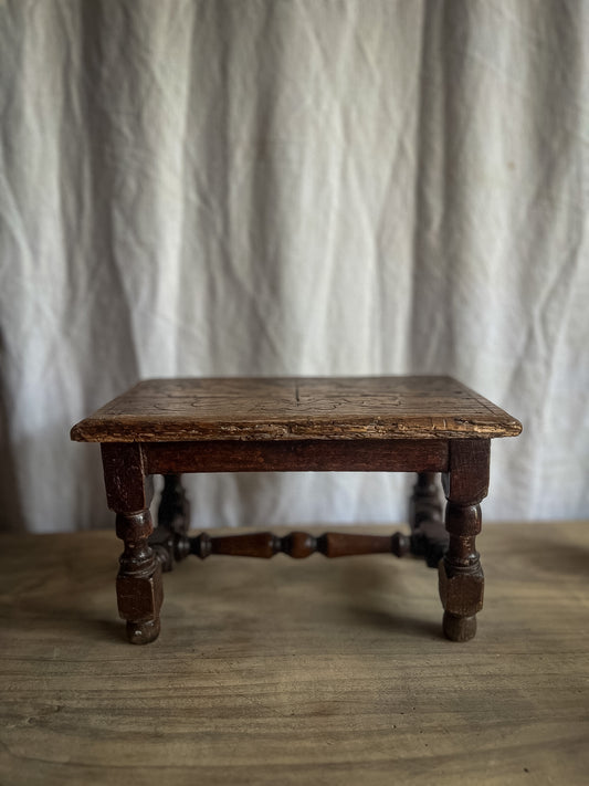 Victorian Carved Wooden Foot Stool with Design