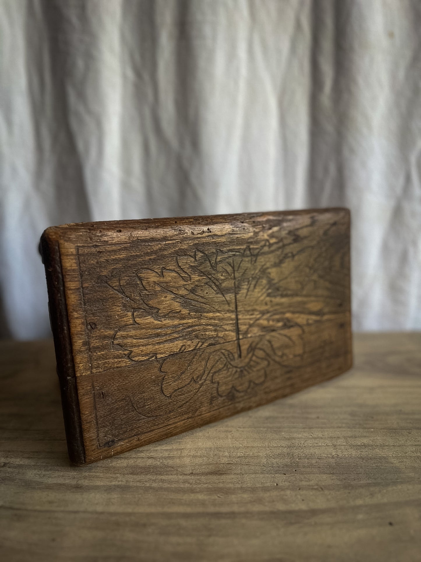 Victorian Carved Wooden Foot Stool with Design