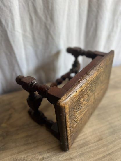 Victorian Carved Wooden Foot Stool with Design