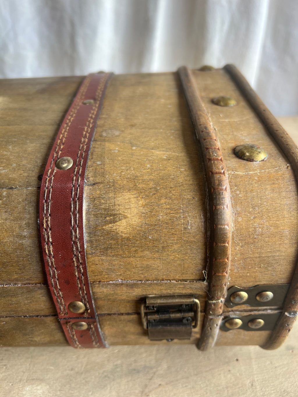 Handmade Wooden Luggage with Leather Straps
