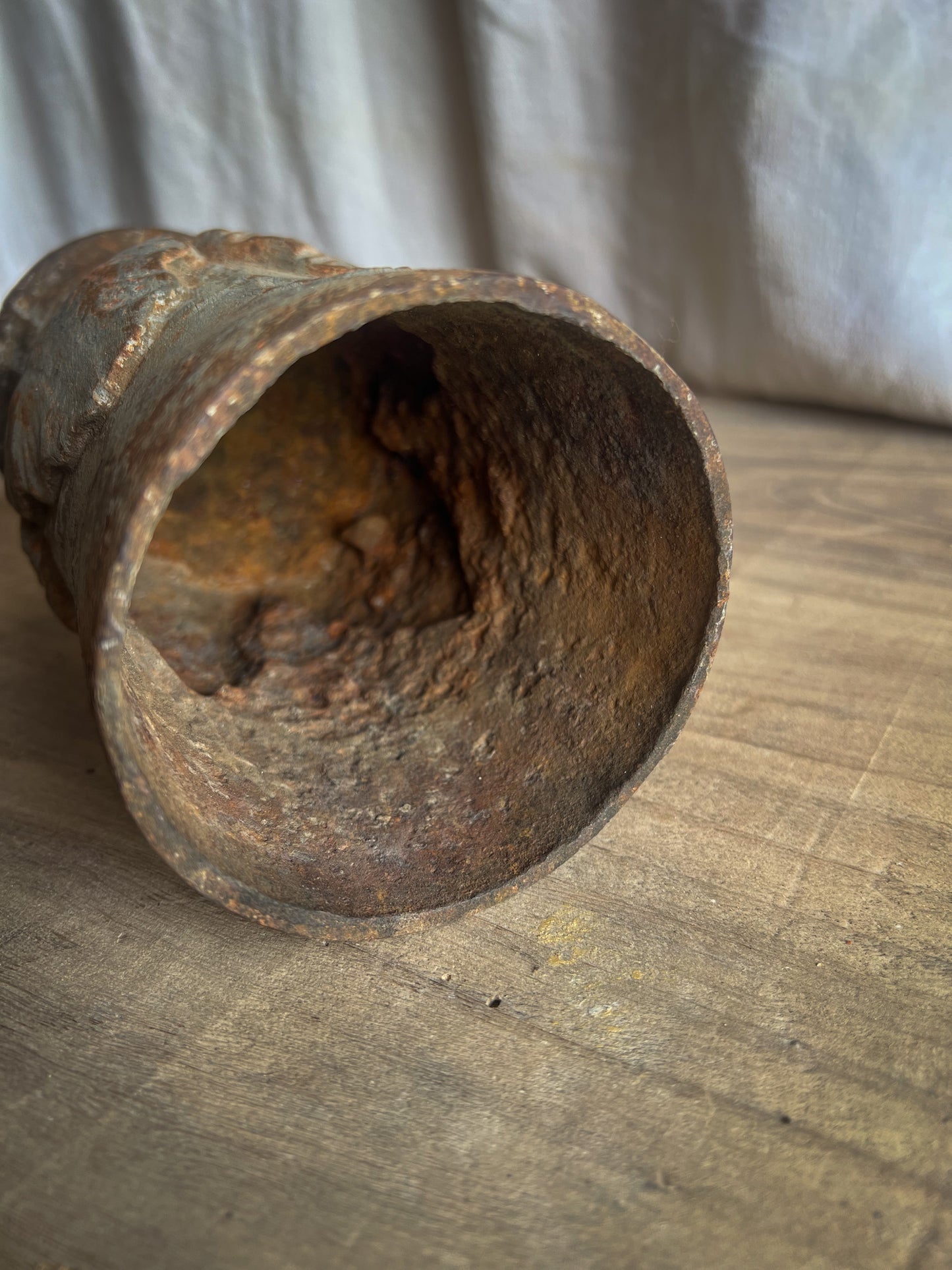 Cast Iron Cemetery Vase with Floral Relief