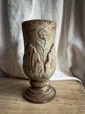Cast Iron Cemetery Vase with Floral Relief