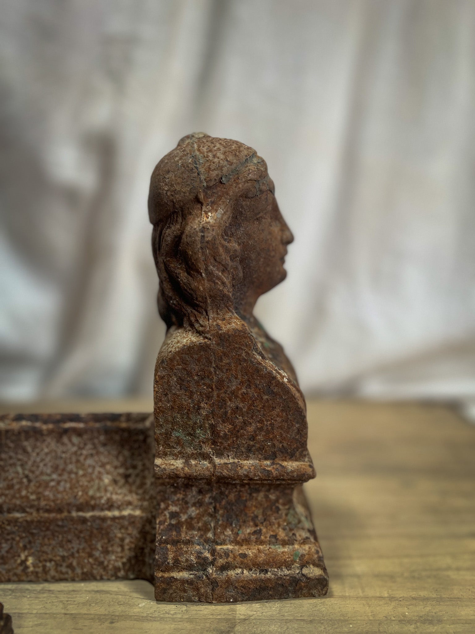 French Cast Iron Figural Andirons (Chenets) — Pair