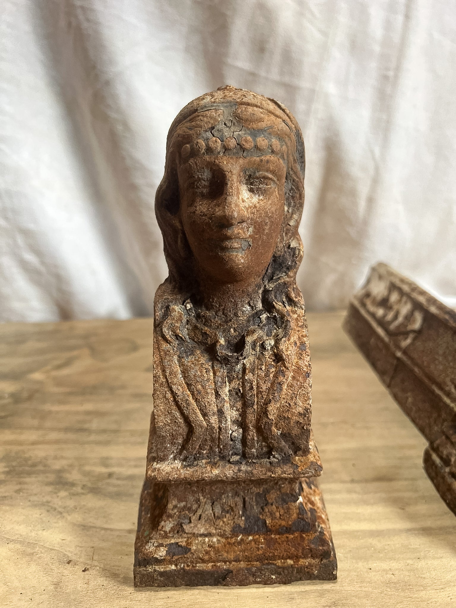 French Cast Iron Figural Andirons (Chenets) — Pair