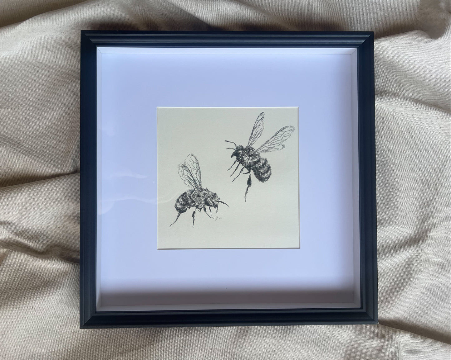 Black Frame with Two Bees