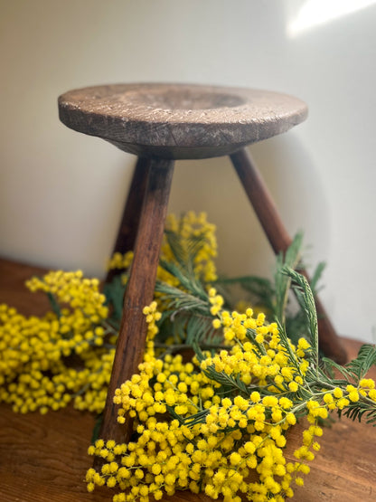 Handmade Wooden Milking Stool – Pyrenees, 19th Century