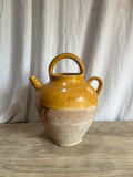 Large Ochre Glazed Terracotta Water Jug (Cruche / Gargoulette) — 19th–Early 20th C.