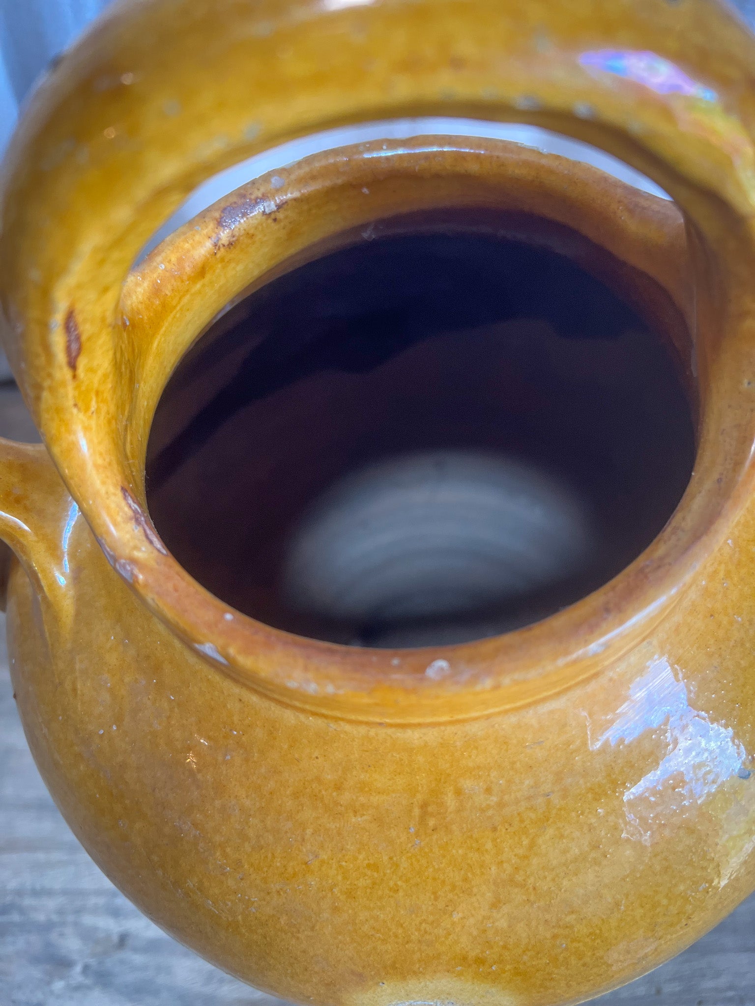 Large Ochre Glazed Terracotta Water Jug (Cruche / Gargoulette) — 19th–Early 20th C.