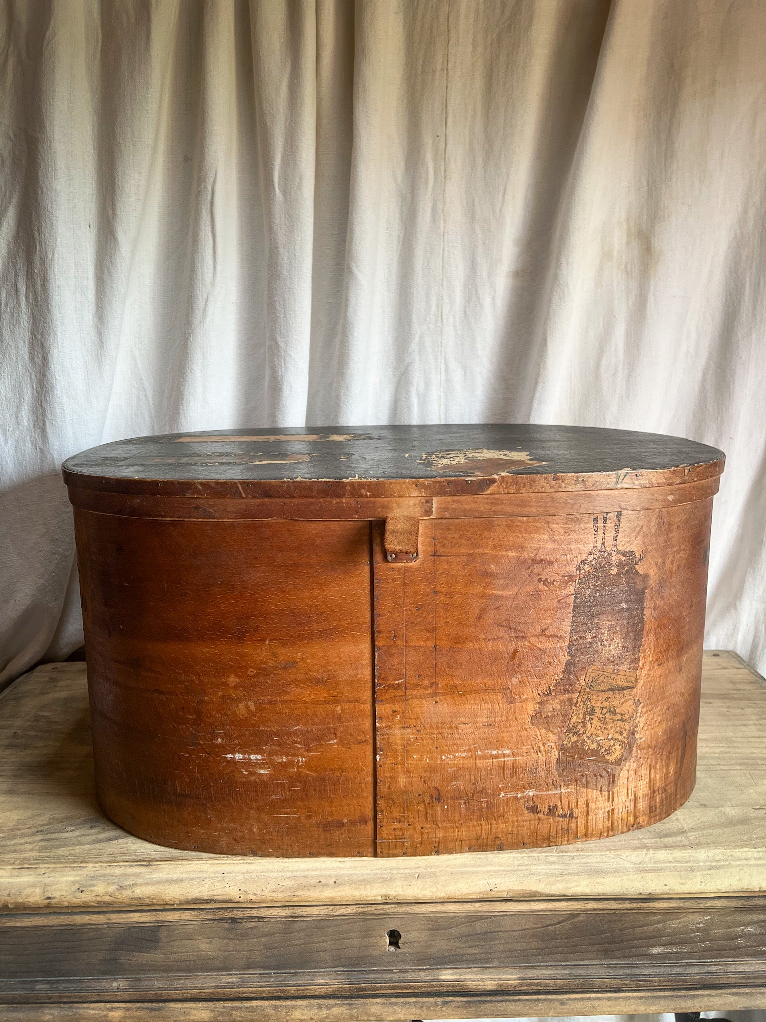 Bentwood Hat Box with Original Railway Shipping Labels — Early 20th Century
