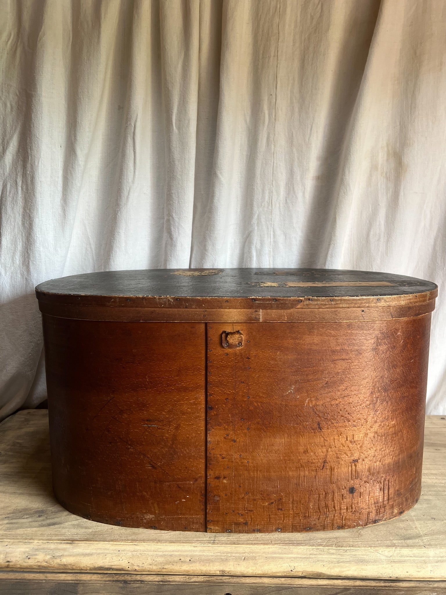 Bentwood Hat Box with Original Railway Shipping Labels — Early 20th Century