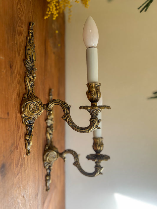Traditional French Brass Wall Sconces – Late 19th/Early 20th Century