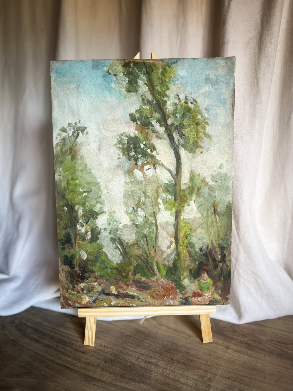 Impressionist Woodland Landscape Oil Painting on Pane