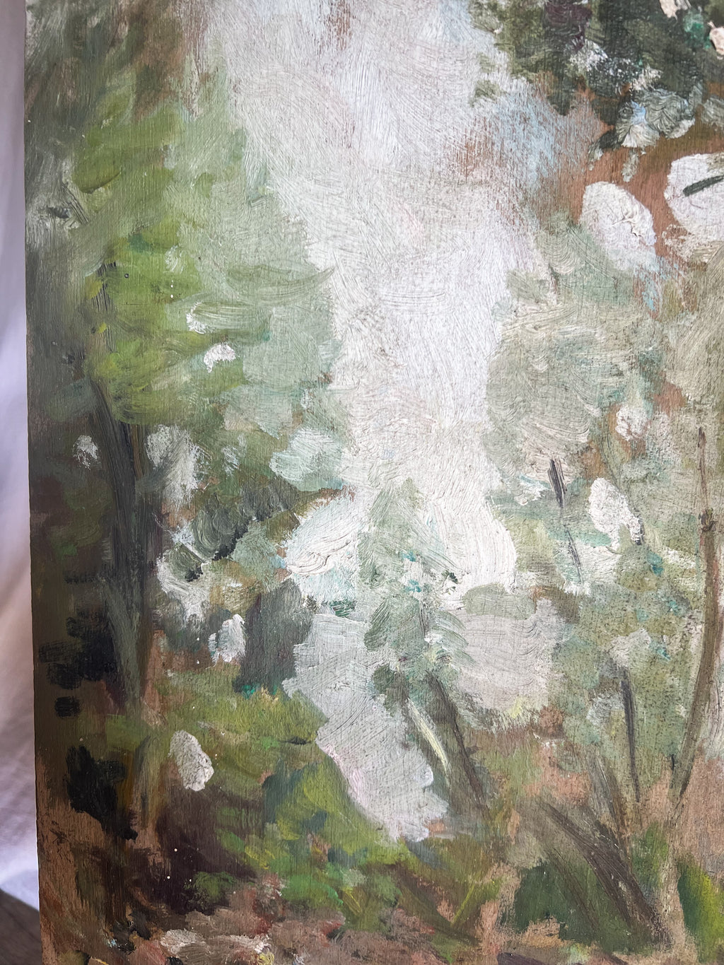 Impressionist Woodland Landscape Oil Painting on Pane
