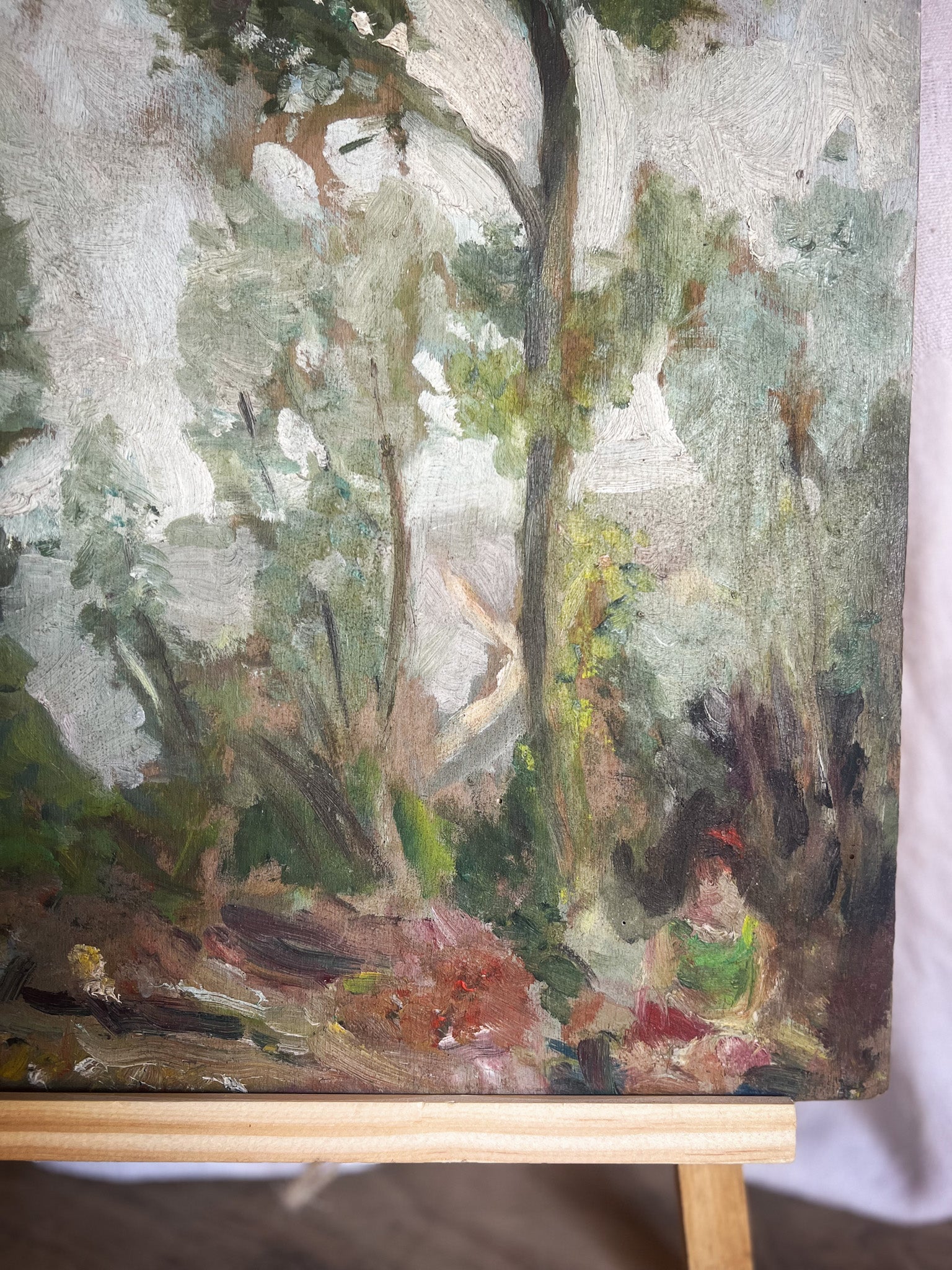 Impressionist Woodland Landscape Oil Painting on Pane
