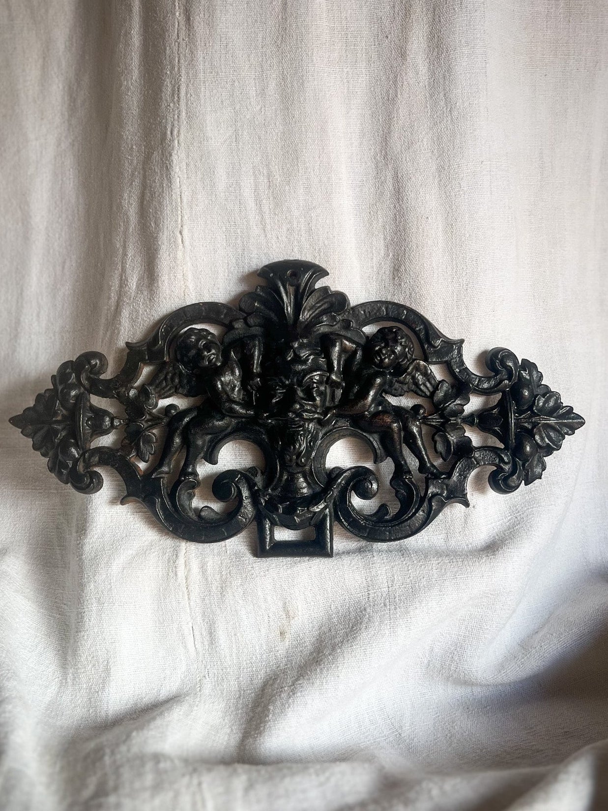 Cast Iron Cherub & Mascaron Ornament / Architectural Mount