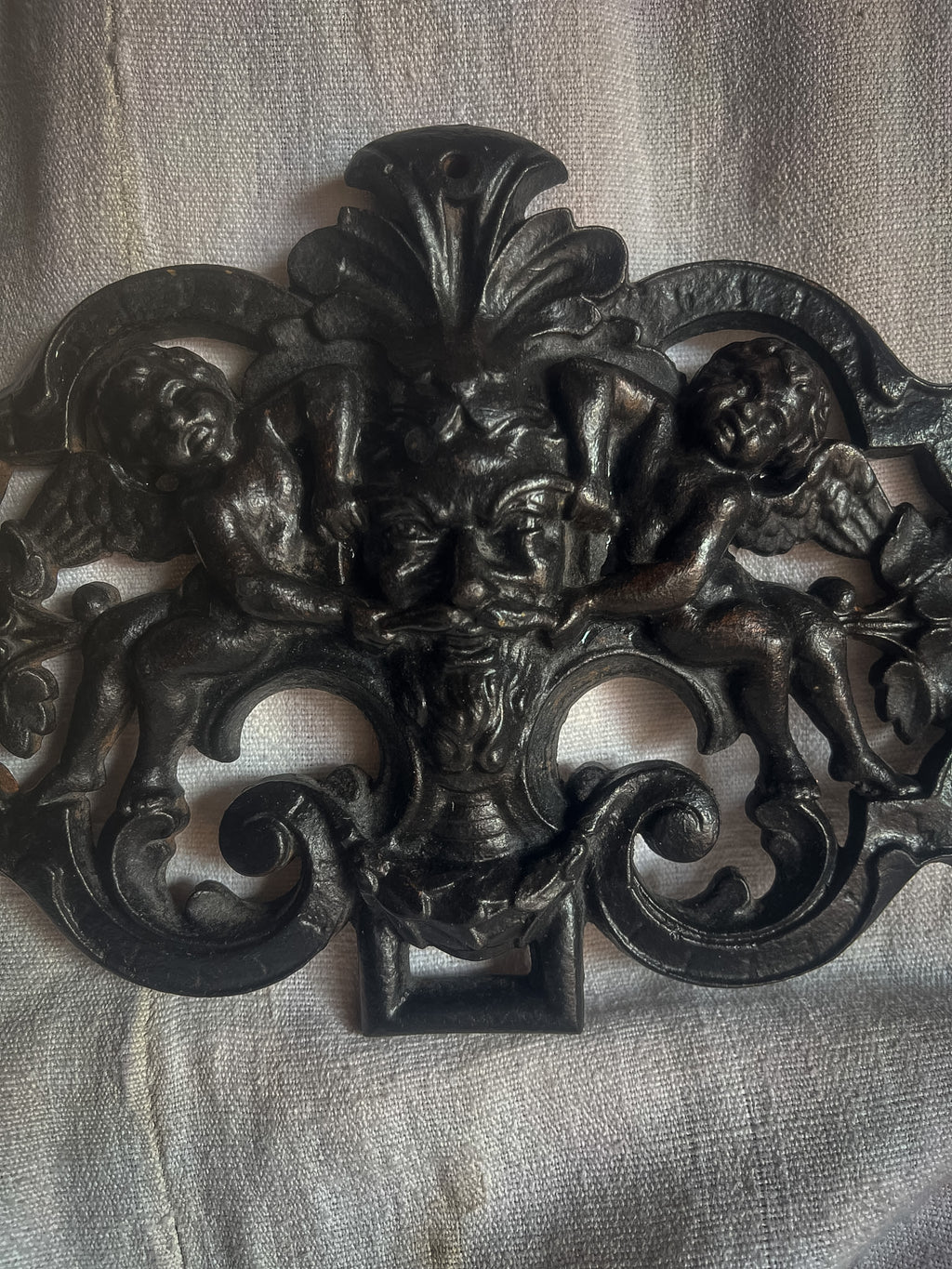 Cast Iron Cherub & Mascaron Ornament / Architectural Mount