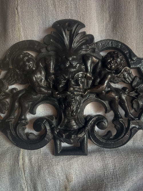 Cast Iron Cherub & Mascaron Ornament / Architectural Mount