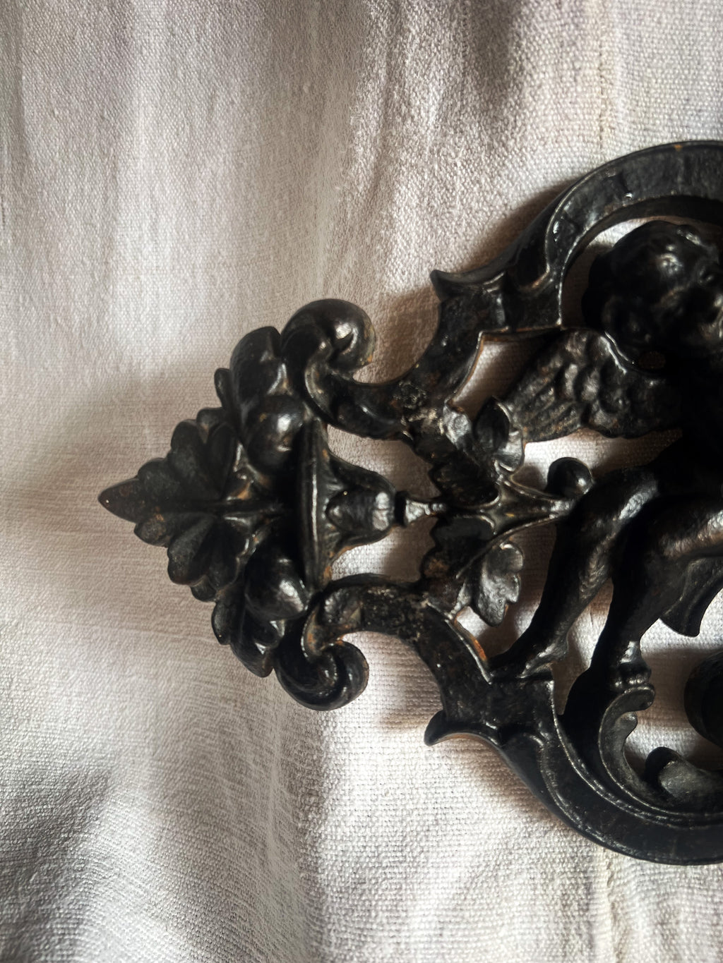 Cast Iron Cherub & Mascaron Ornament / Architectural Mount