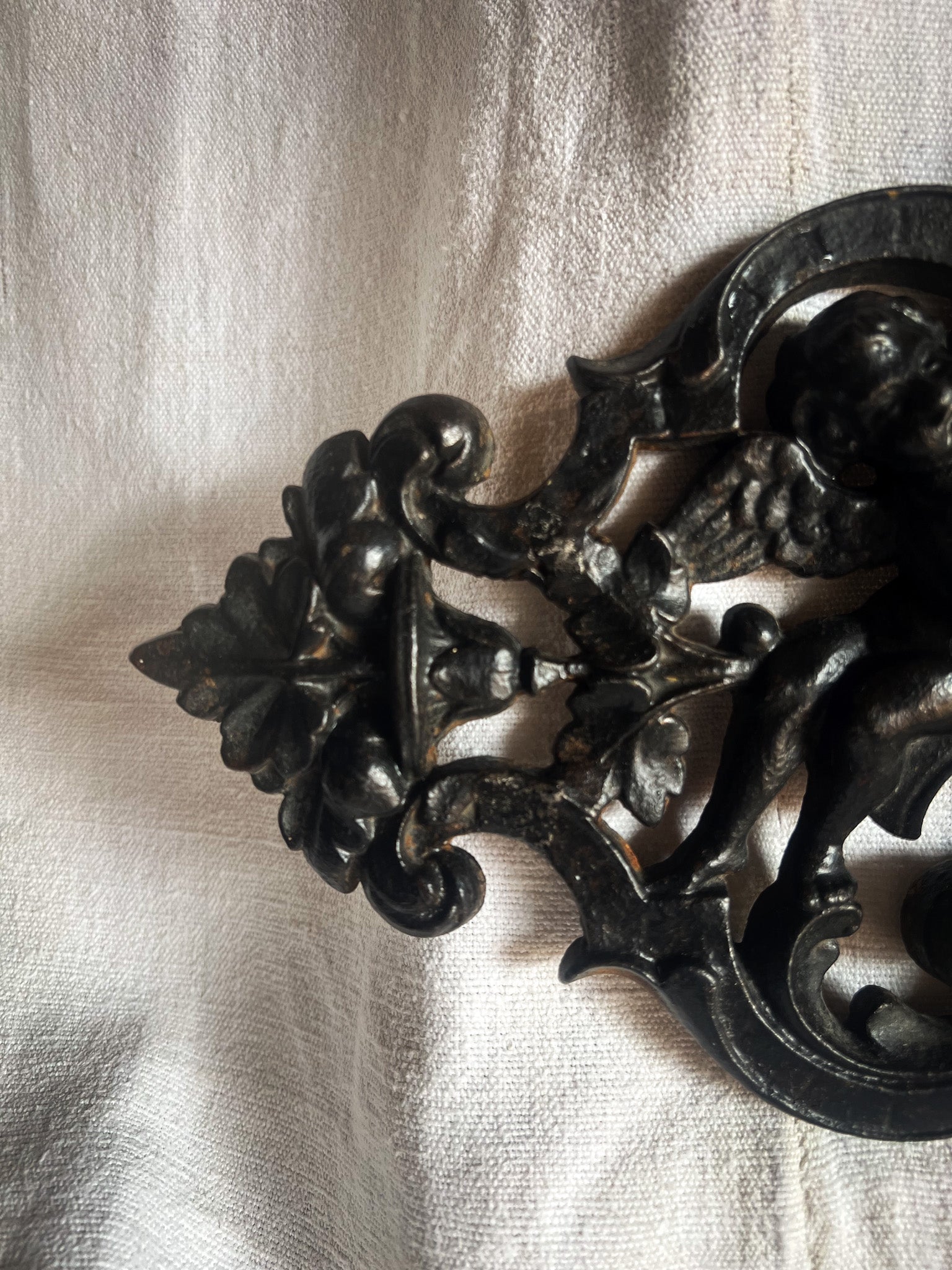 Cast Iron Cherub & Mascaron Ornament / Architectural Mount