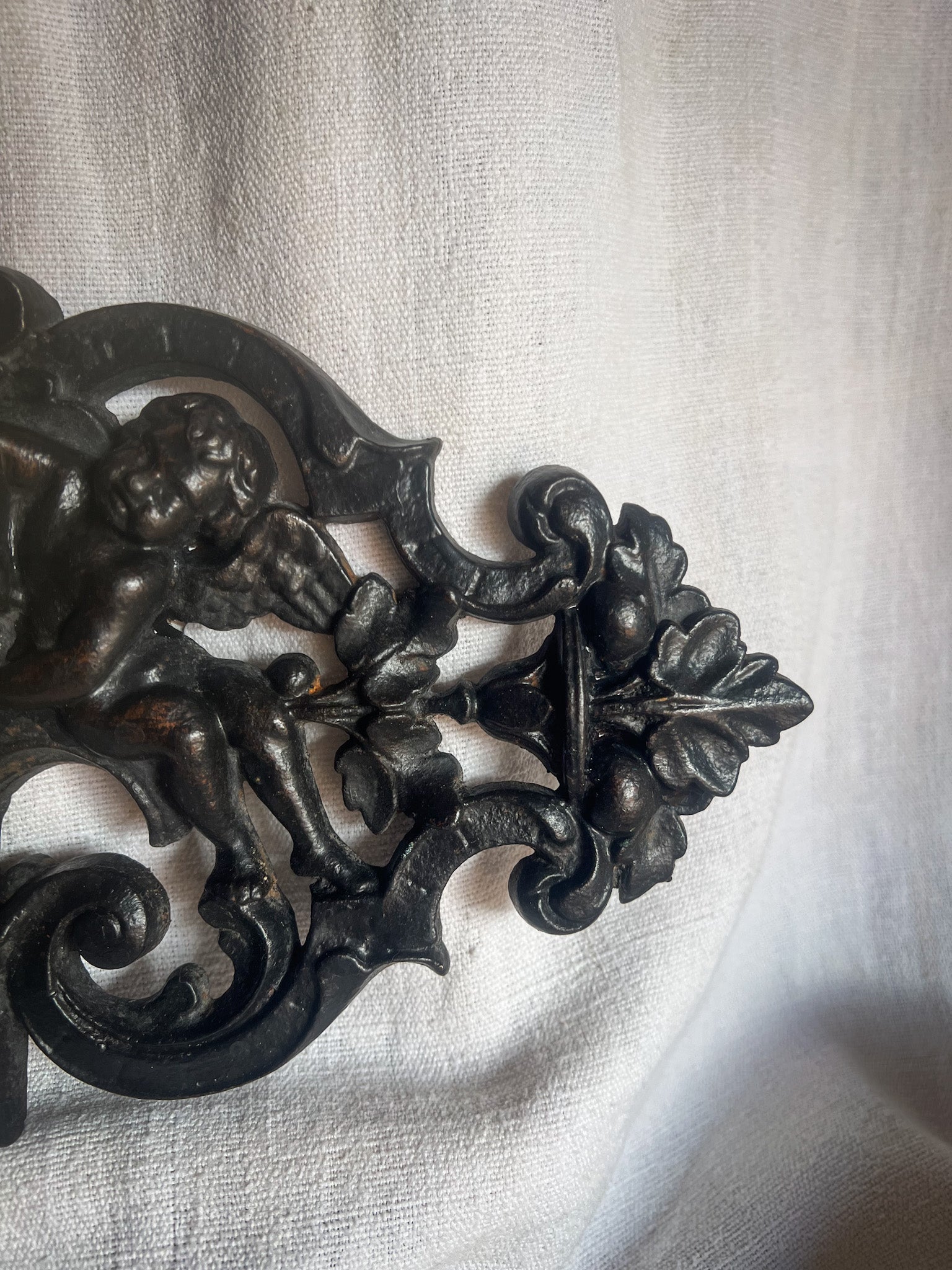 Cast Iron Cherub & Mascaron Ornament / Architectural Mount
