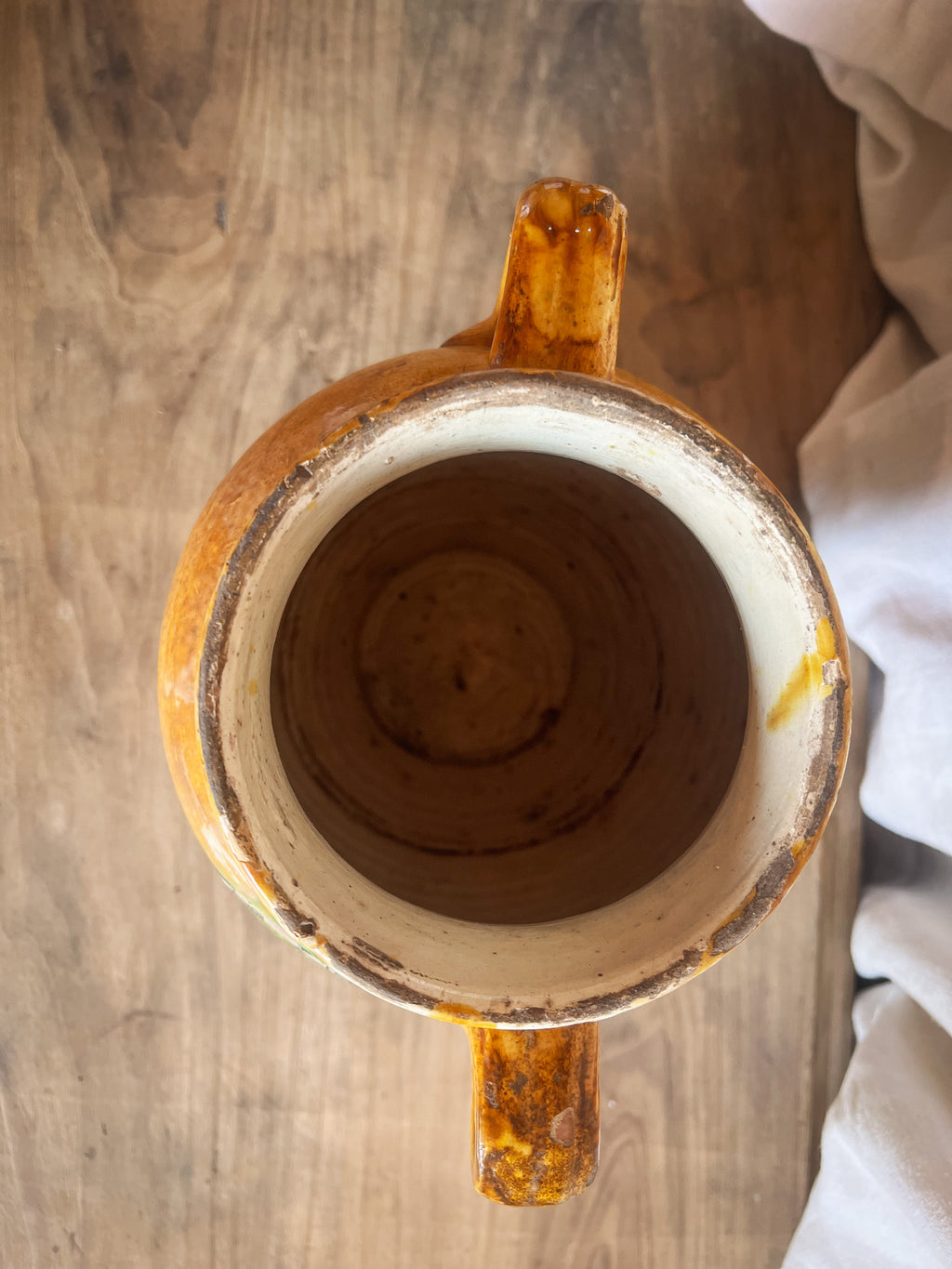 Glazed Terracotta Amphora with Green Splash — Italian