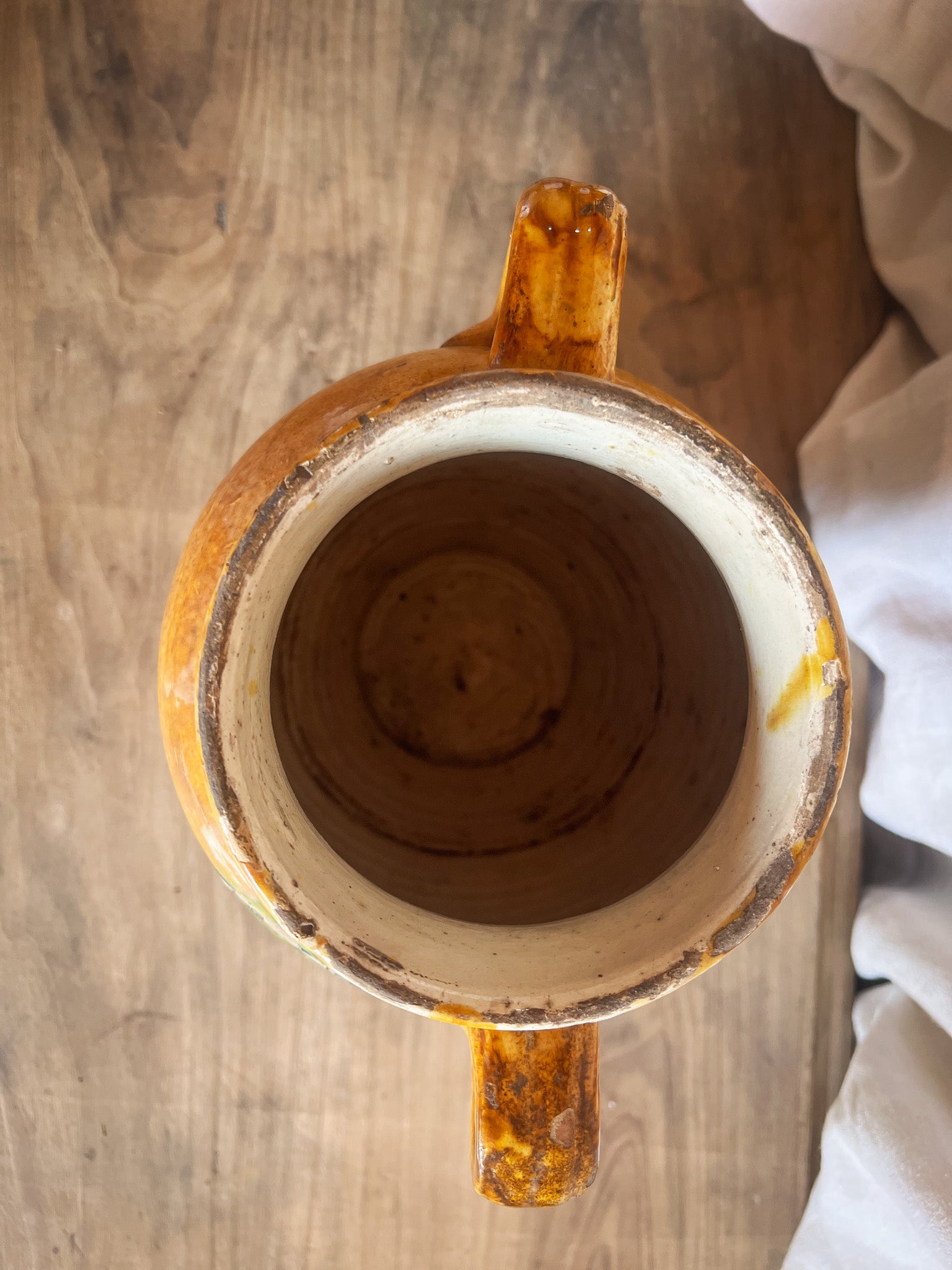 Glazed Terracotta Amphora with Green Splash — Italian