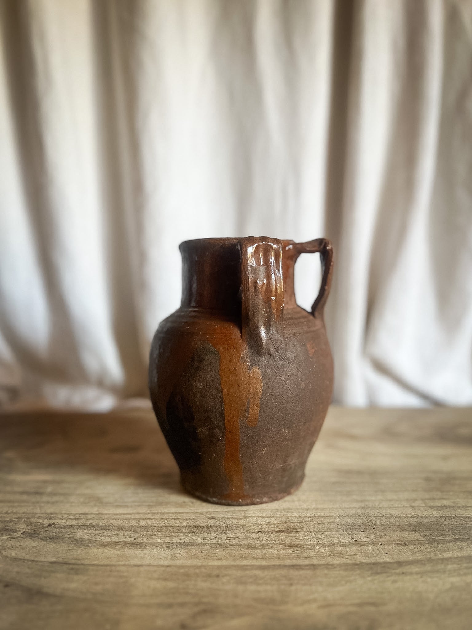 Small Glazed Terracotta Pitcher - Italian