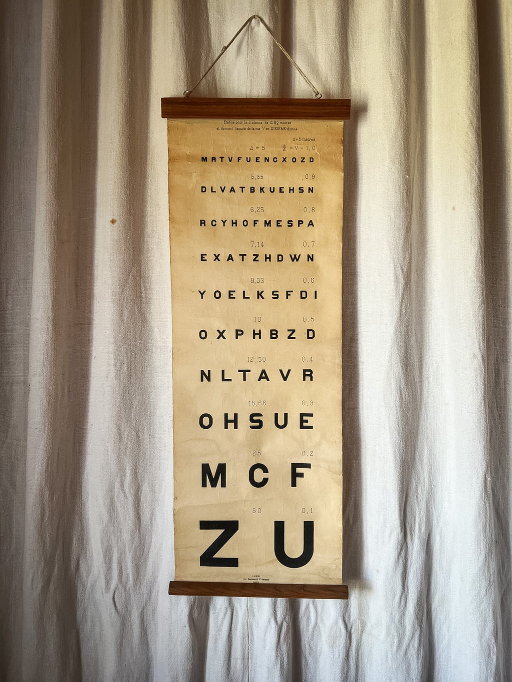 French Eye Test Chart — Luer, Paris