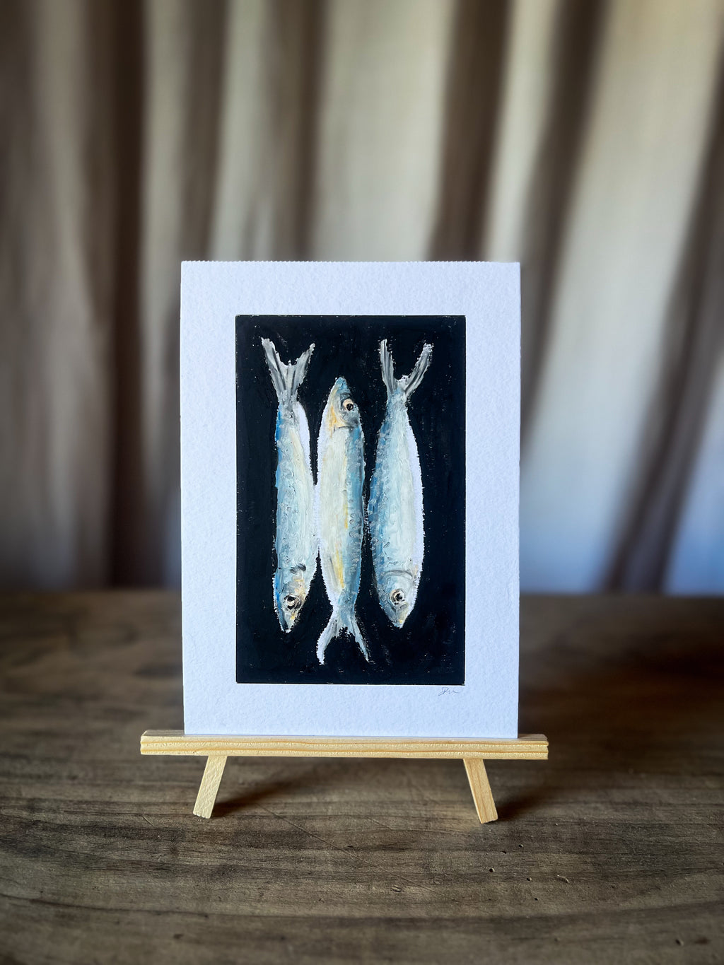 Sardines in a Row - Oil Pastel
