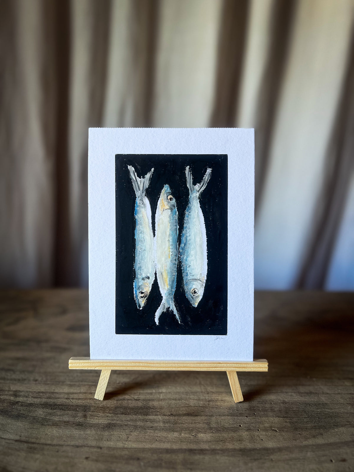 Sardines in a Row - Oil Pastel