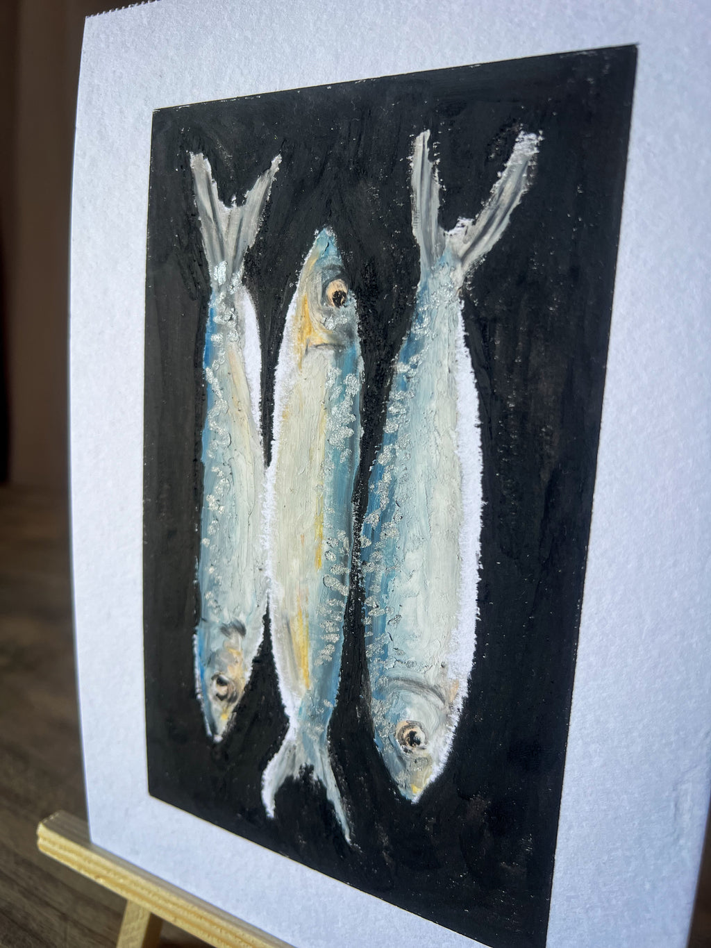 Sardines in a Row - Oil Pastel