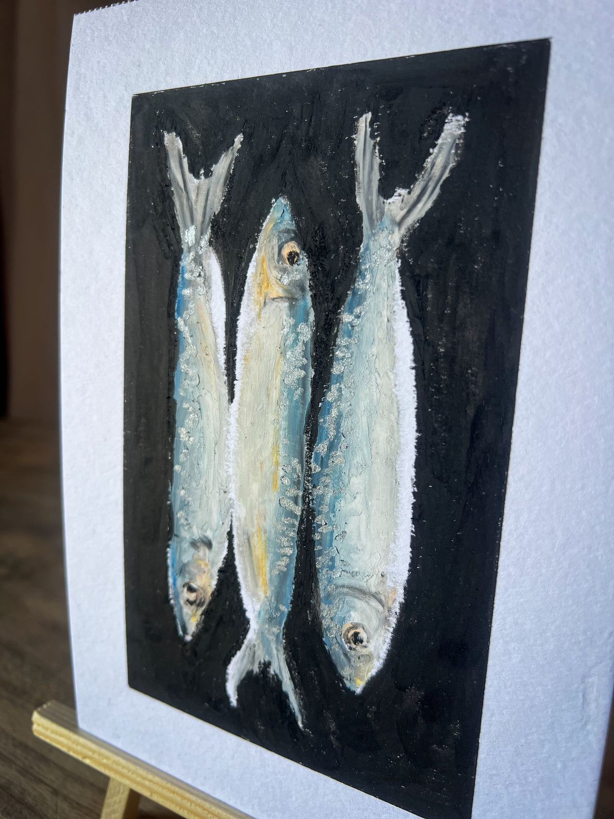 Sardines in a Row - Oil Pastel
