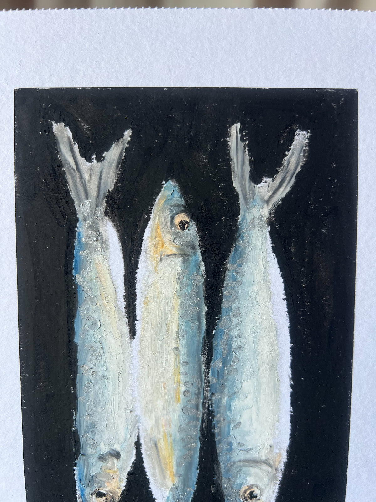 Sardines in a Row - Oil Pastel